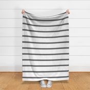 large linen stripes - grey and white