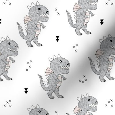 Cute little monster dinosaur dragon baby gender neutral beige