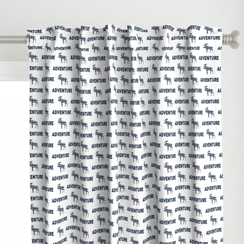 Adventure Moose - Navy + Grey Plaid Buffalo Check Boys Bedding Ginger Lous