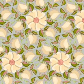 Heart Vines Cream Pink and Green