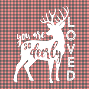 2 yards MINKY 54" you are so deerly loved panel - coral plaid