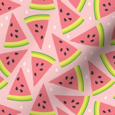 watermelon slices on pink