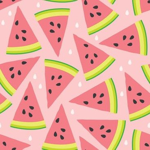 watermelon slices on pink