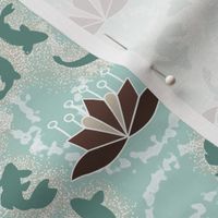 Lotus Blossoms and Koi Pond in Mint and Chocolate
