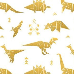 Golden origami dinos