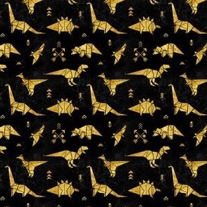 Black and gold origami dinos