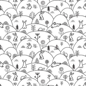 hare and tortiose pattern. black and white cute animals design.