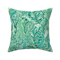 Big Botanical leaves pattern. Nature design. Big. Mint.