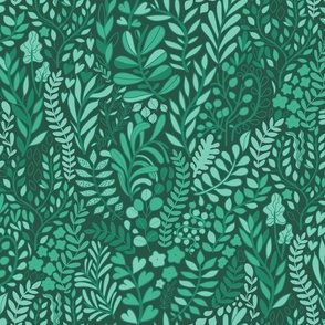 Botanical leaves pattern. Nature design. Dark green.