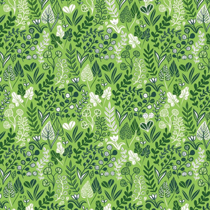 Botanical leaves pattern. Nature design. Green.