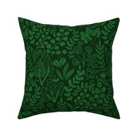 Botanical leaves pattern. Nature design. Green dark.