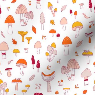 Doodle mushrooms pattern