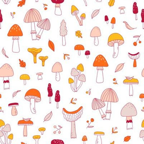 Doodle mushrooms pattern