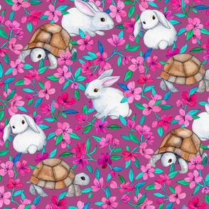 Tortoises, Baby Bunnies and Blossoms on Plum