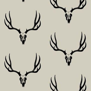 Deer Skulls on Taupe // Large