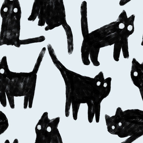Gouache black kitty cats. Cute pet animals design.