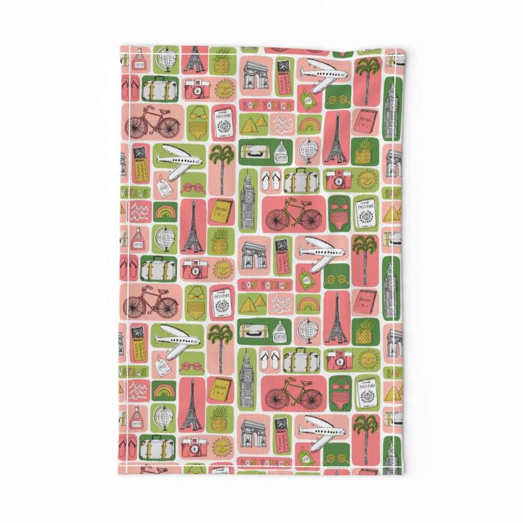 travel // eiffel tower pyramids vacation destinations fabric pink and light green