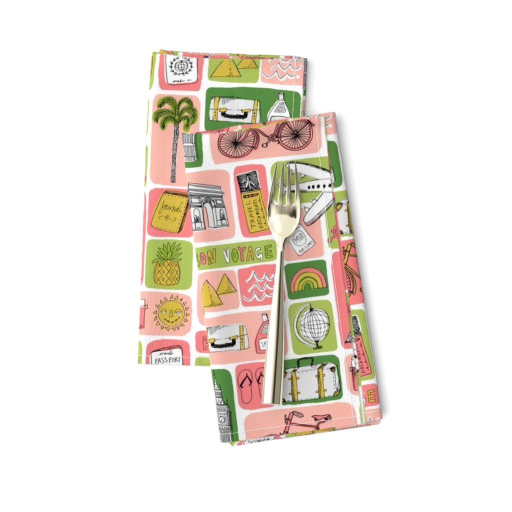 travel // eiffel tower pyramids vacation destinations fabric pink and light green