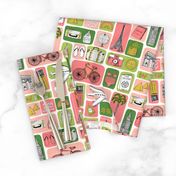 travel // eiffel tower pyramids vacation destinations fabric pink and light green