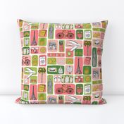 travel // eiffel tower pyramids vacation destinations fabric pink and light green