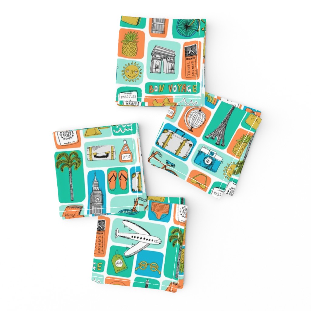 travel // eiffel tower pyramids vacation destinations fabric bright