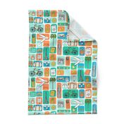 travel // eiffel tower pyramids vacation destinations fabric bright