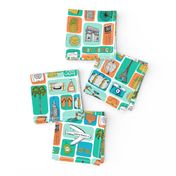 travel // eiffel tower pyramids vacation destinations fabric bright