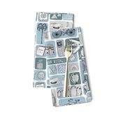 travel // eiffel tower pyramids vacation destinations fabric blue grey