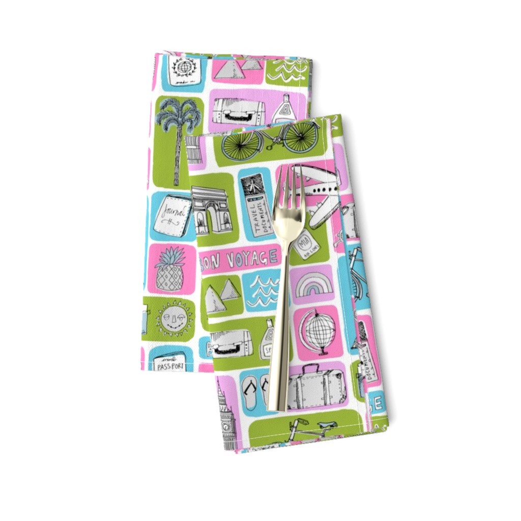 travel // eiffel tower pyramids vacation destinations fabric green pink