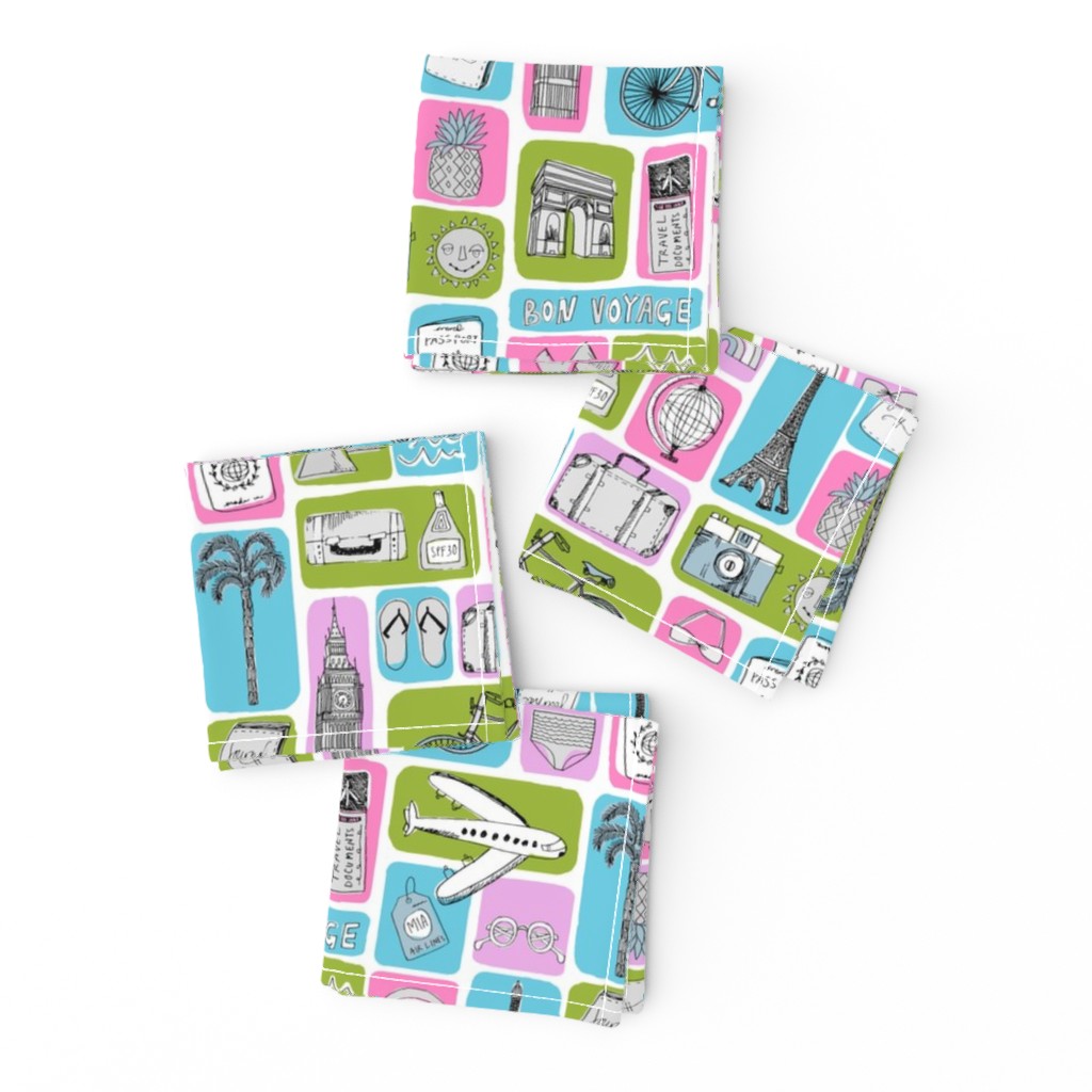 travel // eiffel tower pyramids vacation destinations fabric green pink