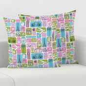 travel // eiffel tower pyramids vacation destinations fabric green pink