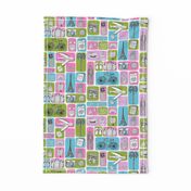 travel // eiffel tower pyramids vacation destinations fabric green pink