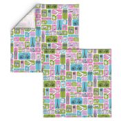 travel // eiffel tower pyramids vacation destinations fabric green pink