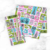 travel // eiffel tower pyramids vacation destinations fabric green pink