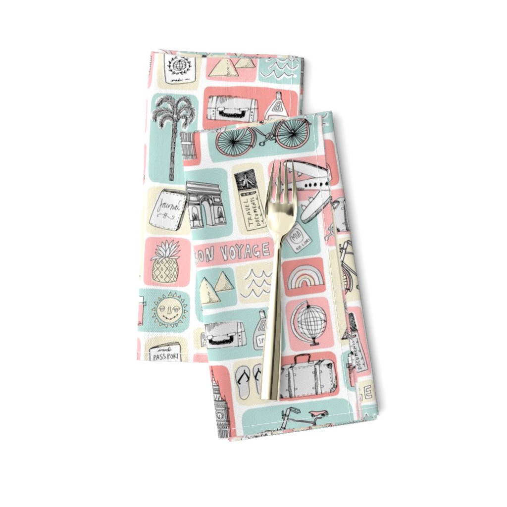 travel // eiffel tower pyramids vacation destinations fabric pink blue