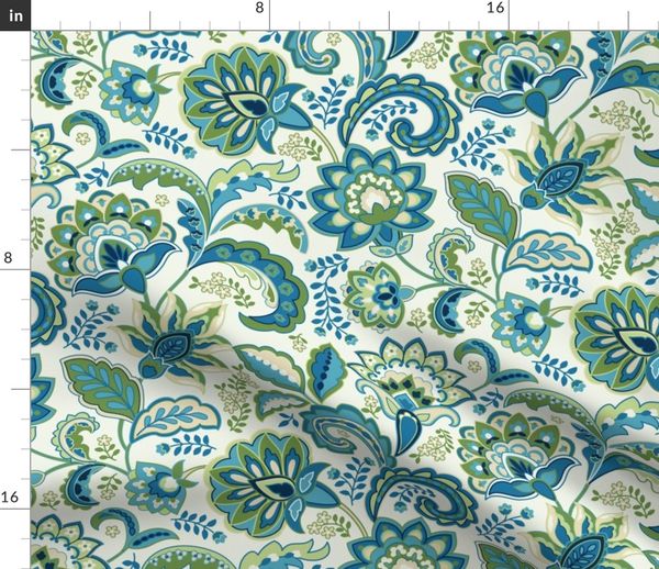 Paisley Floral Blue Green - Spoonflower