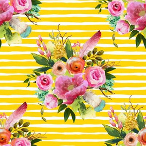 8" Summer Teepee Florals Offset - Yellow Stripes