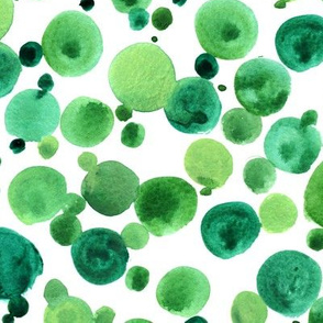 Watercolor dots and circles - green