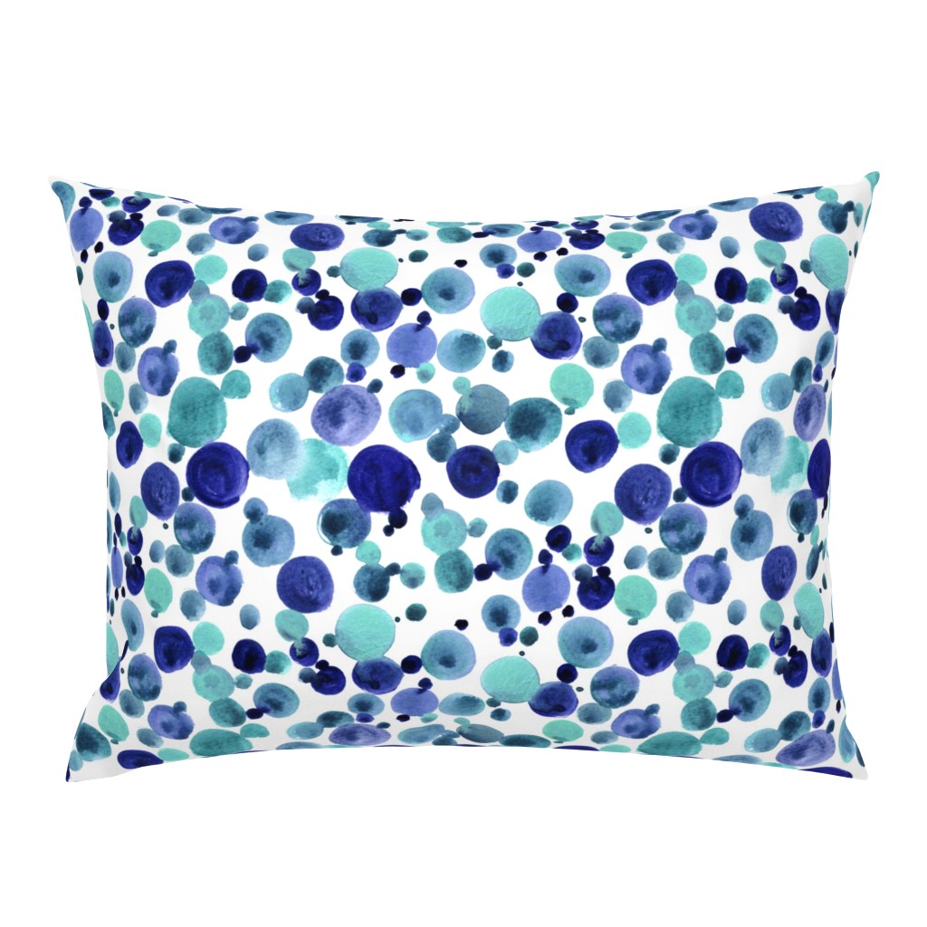 Watercolor dots and circles - teal and blue