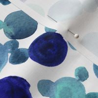 Watercolor dots and circles - teal and blue