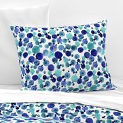 Watercolor dots and circles - teal and blue