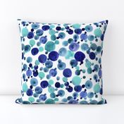 Watercolor dots and circles - teal and blue