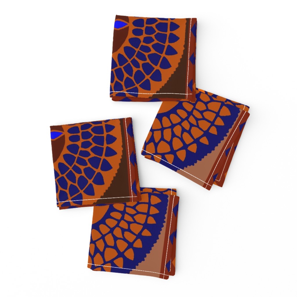 African Sunflowers - Design 7294660 - Diamond Border - Orange Navy Yellow