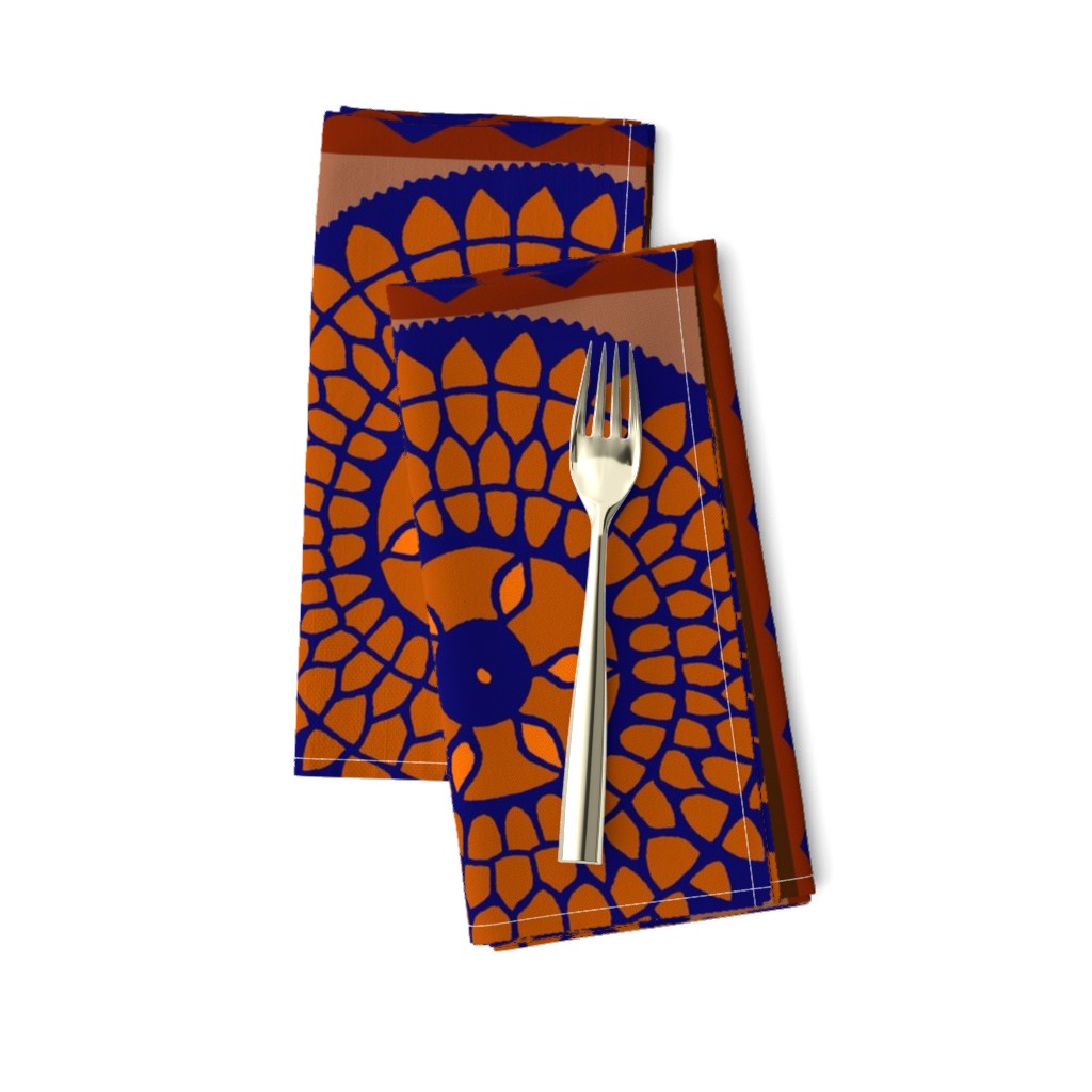 African Sunflowers - Design 7294660 - Diamond Border - Orange Navy Yellow