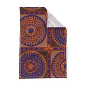 African Sunflowers - Design 7294660 - Diamond Border - Orange Navy Yellow