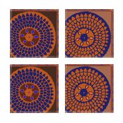 African Sunflowers - Design 7294660 - Diamond Border - Orange Navy Yellow