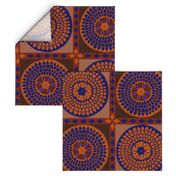 African Sunflowers - Design 7294660 - Diamond Border - Orange Navy Yellow