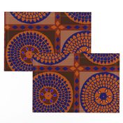 African Sunflowers - Design 7294660 - Diamond Border - Orange Navy Yellow