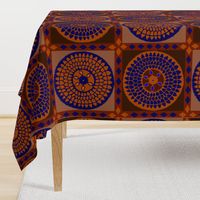 African Sunflowers - Design 7294660 - Diamond Border - Orange Navy Yellow