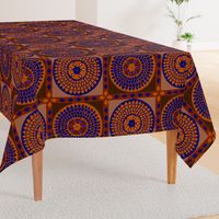 African Sunflowers - Design 7294660 - Diamond Border - Orange Navy Yellow